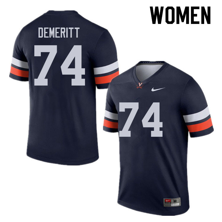 Women #74 Noah DeMeritt Virginia Cavaliers College Football Jerseys Sale-Navy - Click Image to Close